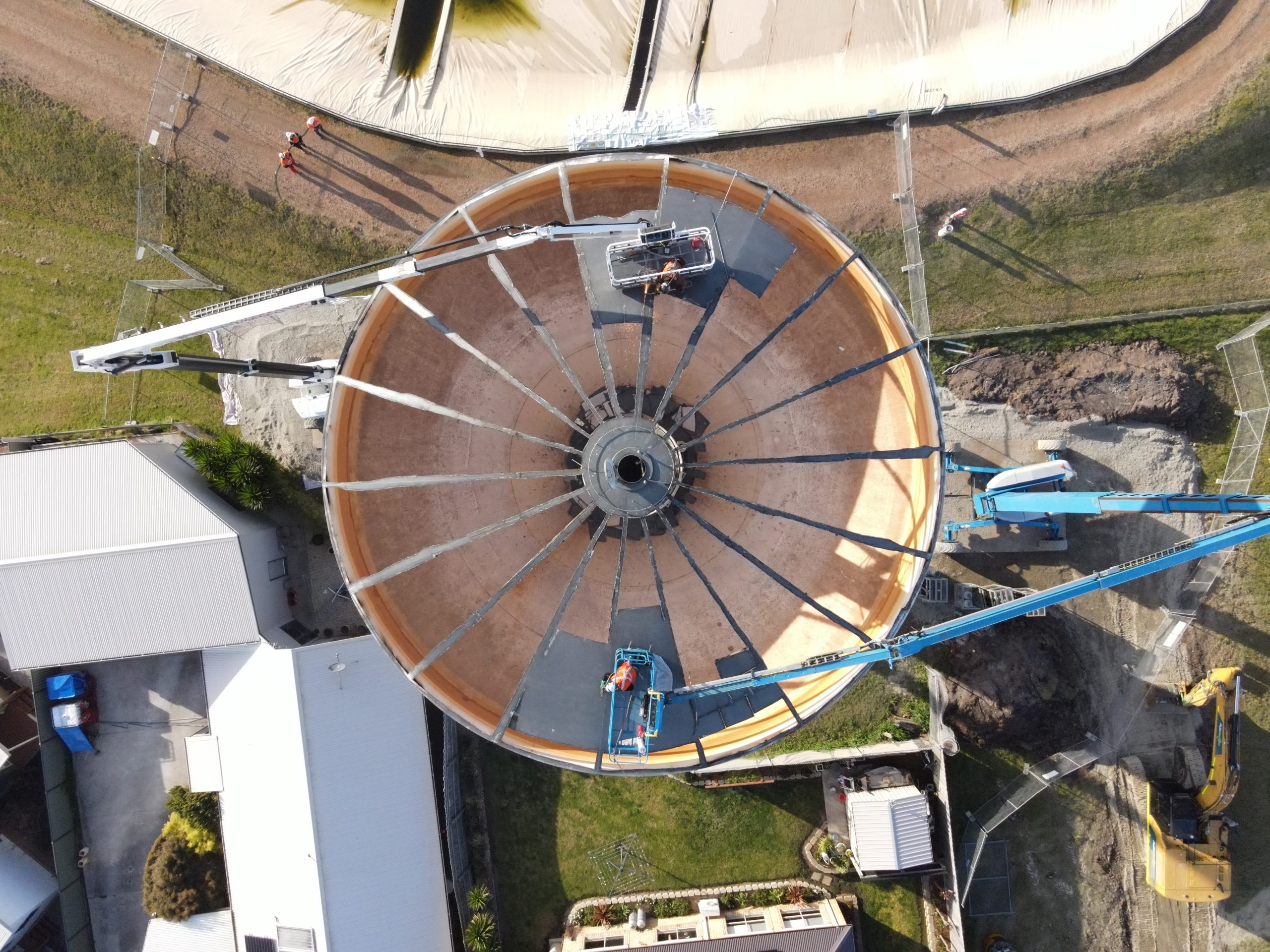 Water Tower Demolition overhead view